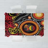 Celebrating 50 Years Papua New Guinea Tablecloth Aboriginal Mix Papuan Pattern LT14 Red - Polynesian Pride