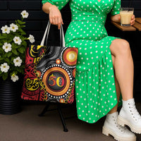 Celebrating 50 Years Papua New Guinea Tote Bag Aboriginal Mix Papuan Pattern - Polynesian Pride