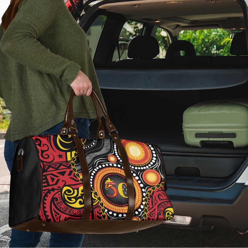 Celebrating 50 Years Papua New Guinea Travel Bag Aboriginal Mix Papuan Pattern - Polynesian Pride
