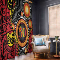 Celebrating 50 Years Papua New Guinea Window Curtain Aboriginal Mix Papuan Pattern - Polynesian Pride