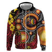 Celebrating 50 Years Papua New Guinea Zip Hoodie Aboriginal Mix Papuan Pattern - Polynesian Pride