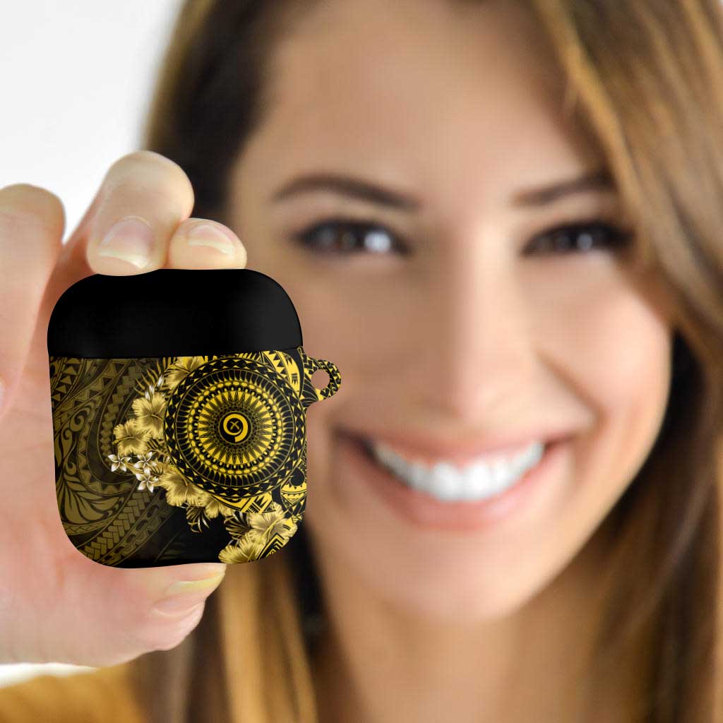 Vanuatu AirPods Case Hibisus Polynesian Pattern Gold LT14 Gold - Polynesian Pride