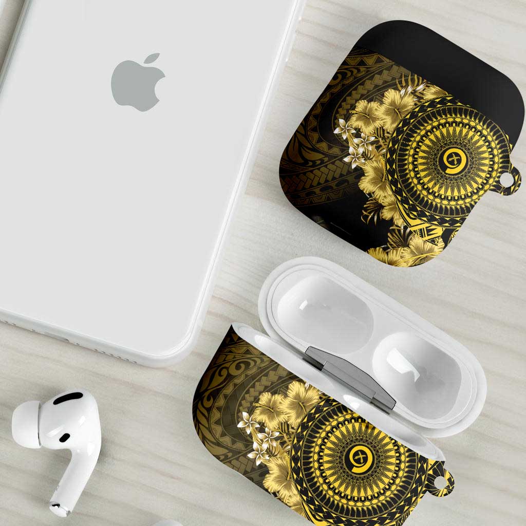 Vanuatu AirPods Case Hibisus Polynesian Pattern Gold LT14 - Polynesian Pride