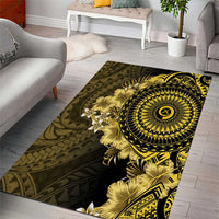 Vanuatu Area Rug Hibisus Polynesian Pattern Gold - Polynesian Pride