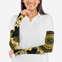 Vanuatu Arm Sleeves Hibisus Polynesian Pattern Gold - Polynesian Pride