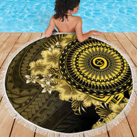 Vanuatu Beach Blanket Hibisus Polynesian Pattern Gold LT14 - Polynesian Pride