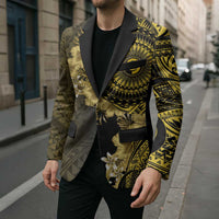 Vanuatu Blazer Hibisus Polynesian Pattern Gold - Polynesian Pride