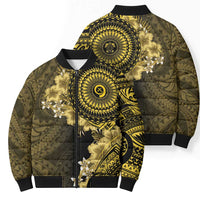 Vanuatu Bomber Puffer Jacket Hibisus Polynesian Pattern Gold LT14 - Polynesian Pride