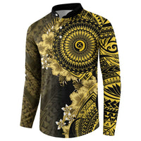 Vanuatu Button Sweatshirt Hibisus Polynesian Pattern Gold LT14 - Polynesian Pride