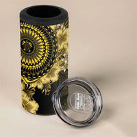Vanuatu 4 in 1 Can Cooler Tumbler Hibisus Polynesian Pattern Gold LT14 - Polynesian Pride