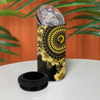 Vanuatu 4 in 1 Can Cooler Tumbler Hibisus Polynesian Pattern Gold LT14 - Polynesian Pride