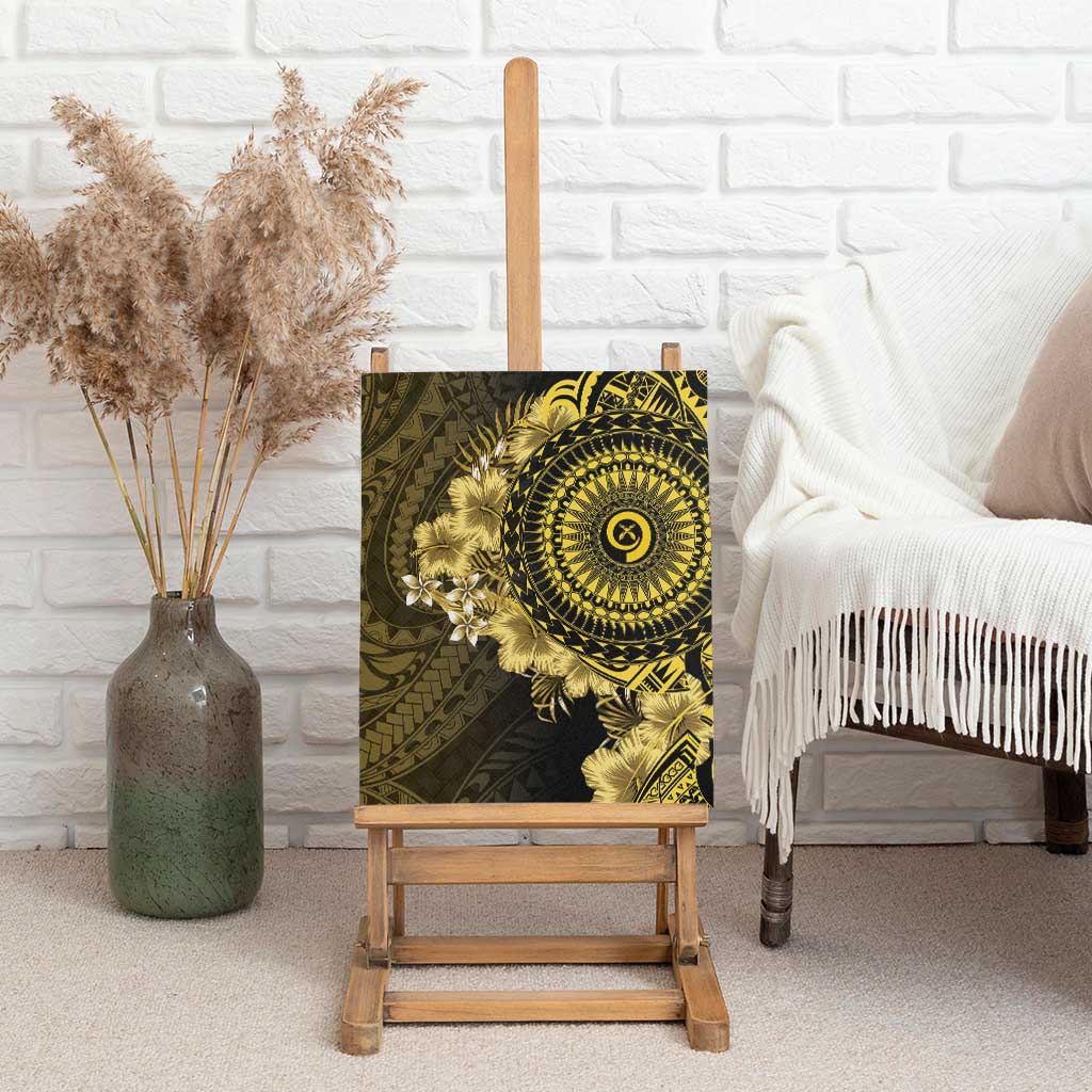 Vanuatu Canvas Wall Art Hibisus Polynesian Pattern Gold LT14 - Polynesian Pride