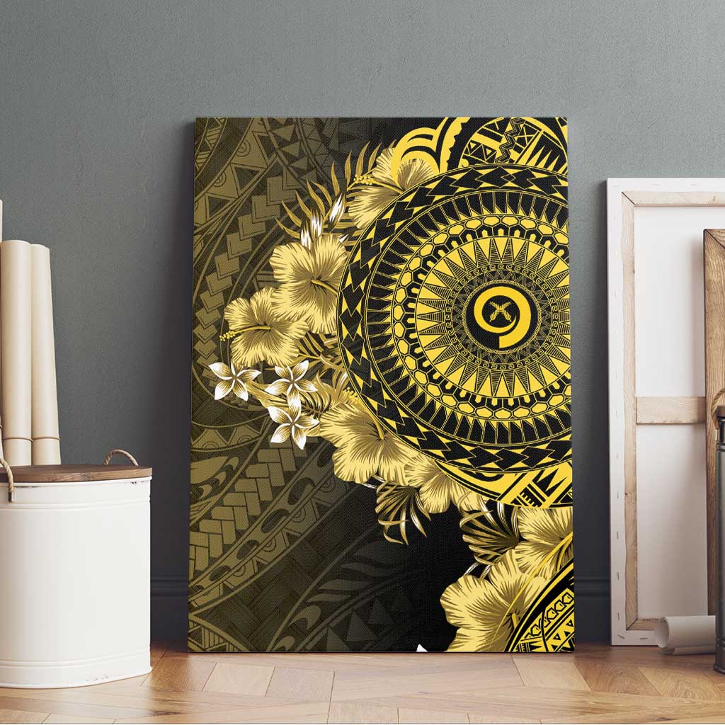 Vanuatu Canvas Wall Art Hibisus Polynesian Pattern Gold LT14 - Polynesian Pride