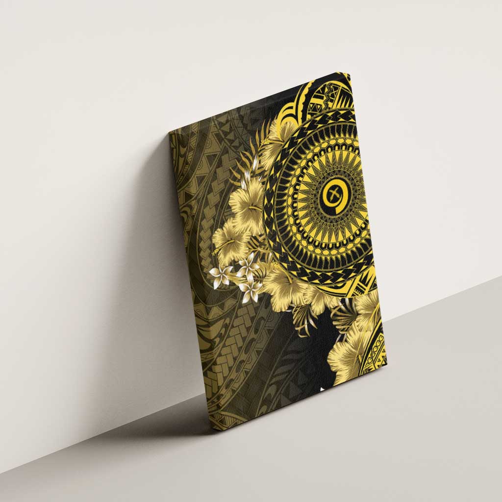 Vanuatu Canvas Wall Art Hibisus Polynesian Pattern Gold LT14 - Polynesian Pride