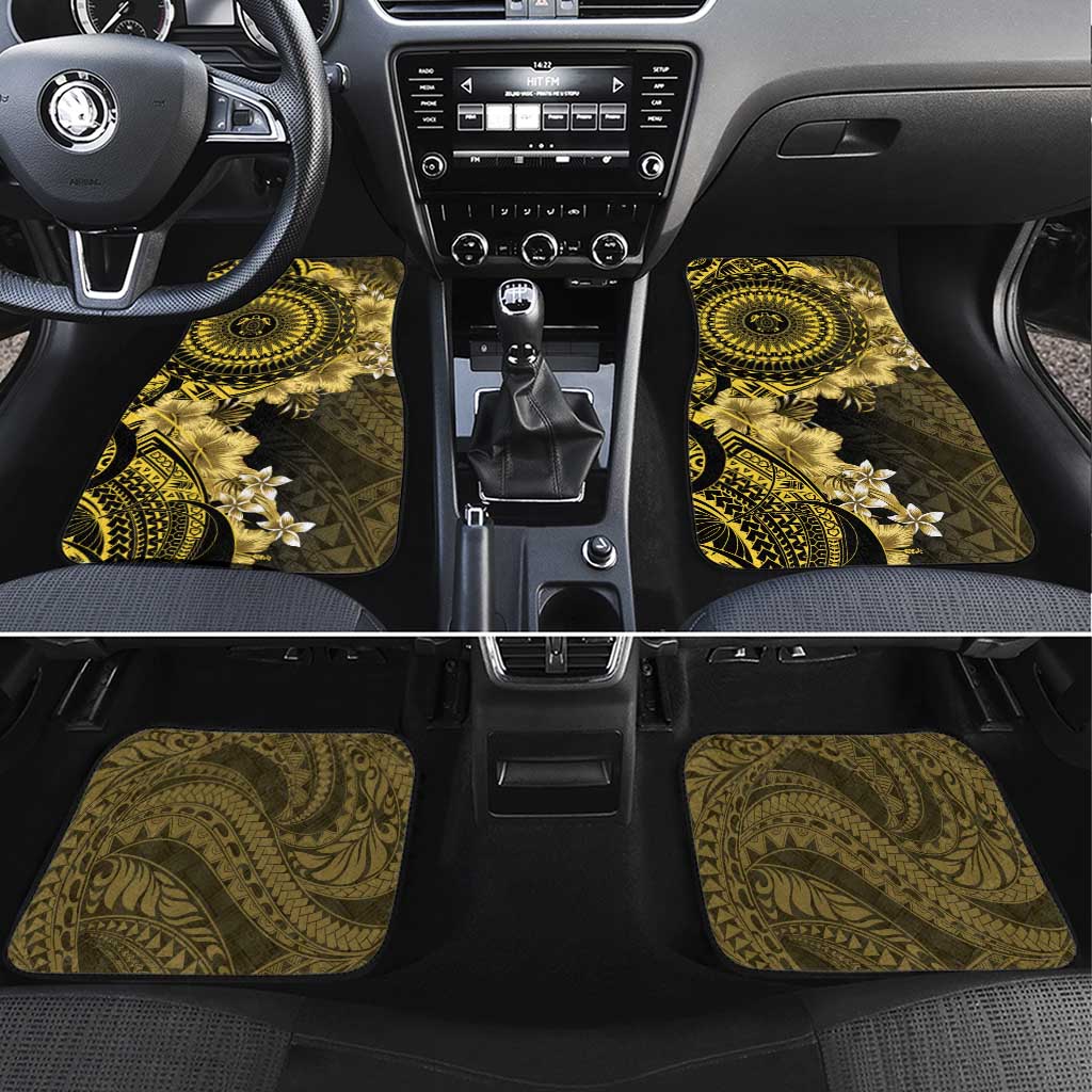 Vanuatu Car Mats Hibisus Polynesian Pattern Gold LT14 Set 4pcs Gold - Polynesian Pride