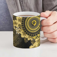 Vanuatu Ceramic Mug Hibisus Polynesian Pattern Gold LT14 - Polynesian Pride