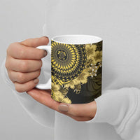 Vanuatu Ceramic Mug Hibisus Polynesian Pattern Gold LT14 - Polynesian Pride