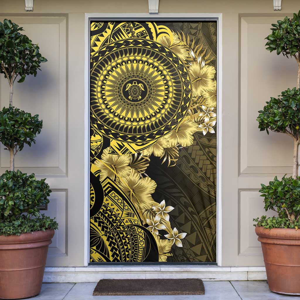 Vanuatu Door Cover Hibisus Polynesian Pattern Gold LT14 Gold - Polynesian Pride