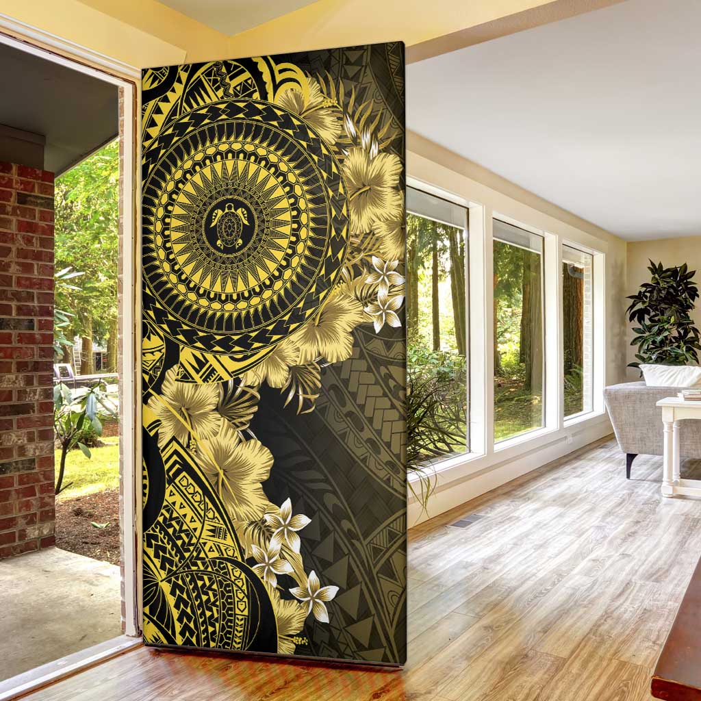 Vanuatu Door Cover Hibisus Polynesian Pattern Gold LT14 - Polynesian Pride