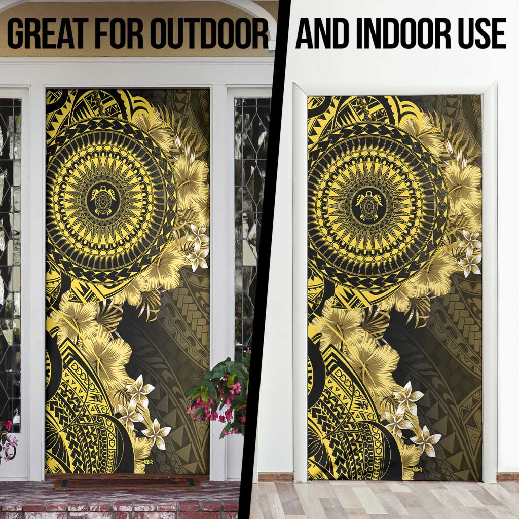 Vanuatu Door Cover Hibisus Polynesian Pattern Gold LT14 - Polynesian Pride