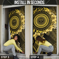 Vanuatu Door Cover Hibisus Polynesian Pattern Gold LT14 - Polynesian Pride