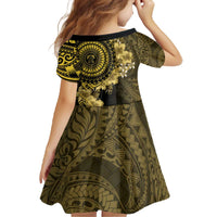 Vanuatu Family Matching Off The Shoulder Long Sleeve Dress and Hawaiian Shirt Hibisus Polynesian Pattern Gold - Polynesian Pride