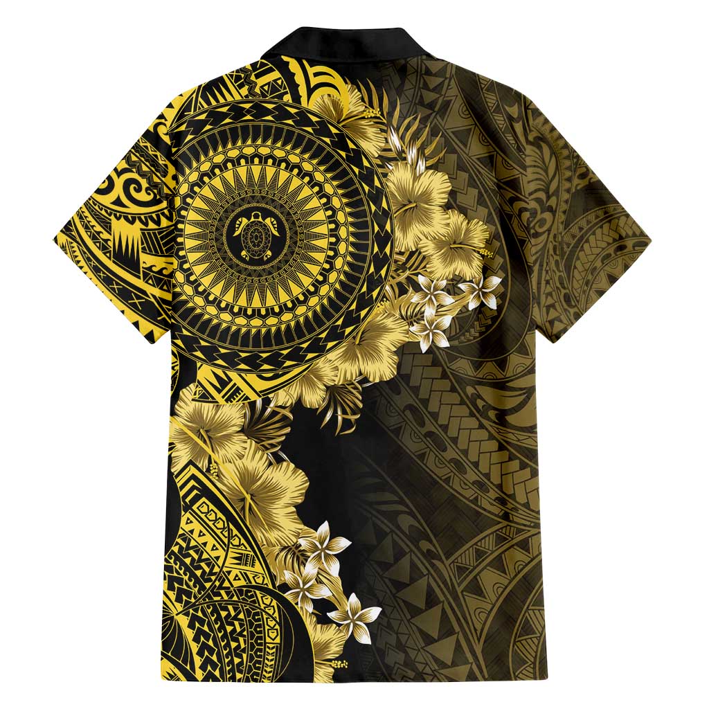 Vanuatu Family Matching Off Shoulder Maxi Dress and Hawaiian Shirt Hibisus Polynesian Pattern Gold LT14 - Polynesian Pride