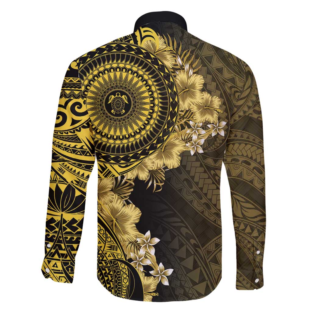 Vanuatu Family Matching Off Shoulder Maxi Dress and Hawaiian Shirt Hibisus Polynesian Pattern Gold LT14 - Polynesian Pride