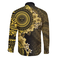 Vanuatu Family Matching Off Shoulder Maxi Dress and Hawaiian Shirt Hibisus Polynesian Pattern Gold LT14 - Polynesian Pride
