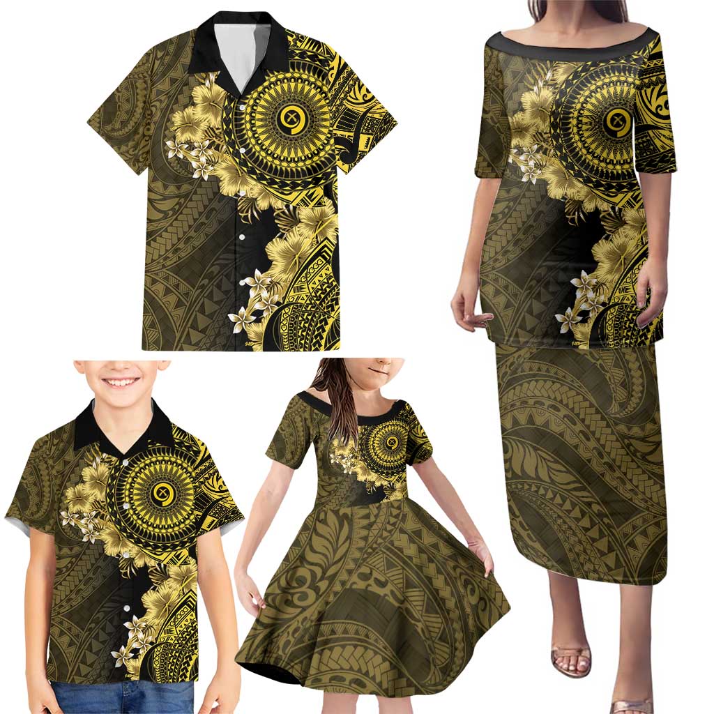 Vanuatu Family Matching Puletasi and Hawaiian Shirt Hibisus Polynesian Pattern Gold LT14 - Polynesian Pride