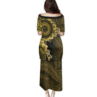 Vanuatu Family Matching Puletasi and Hawaiian Shirt Hibisus Polynesian Pattern Gold LT14 - Polynesian Pride