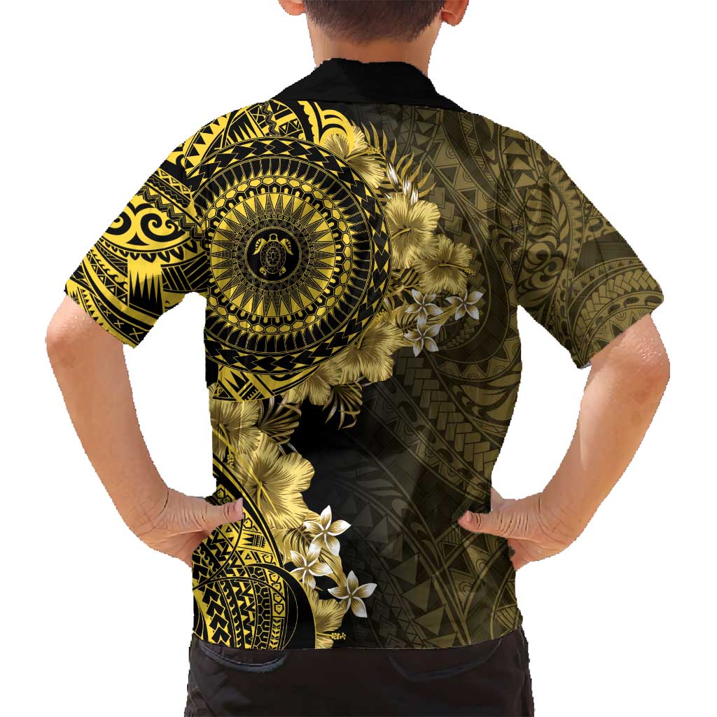 Vanuatu Family Matching Summer Maxi Dress and Hawaiian Shirt Hibisus Polynesian Pattern Gold - Polynesian Pride