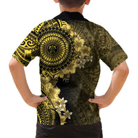 Vanuatu Family Matching Summer Maxi Dress and Hawaiian Shirt Hibisus Polynesian Pattern Gold - Polynesian Pride