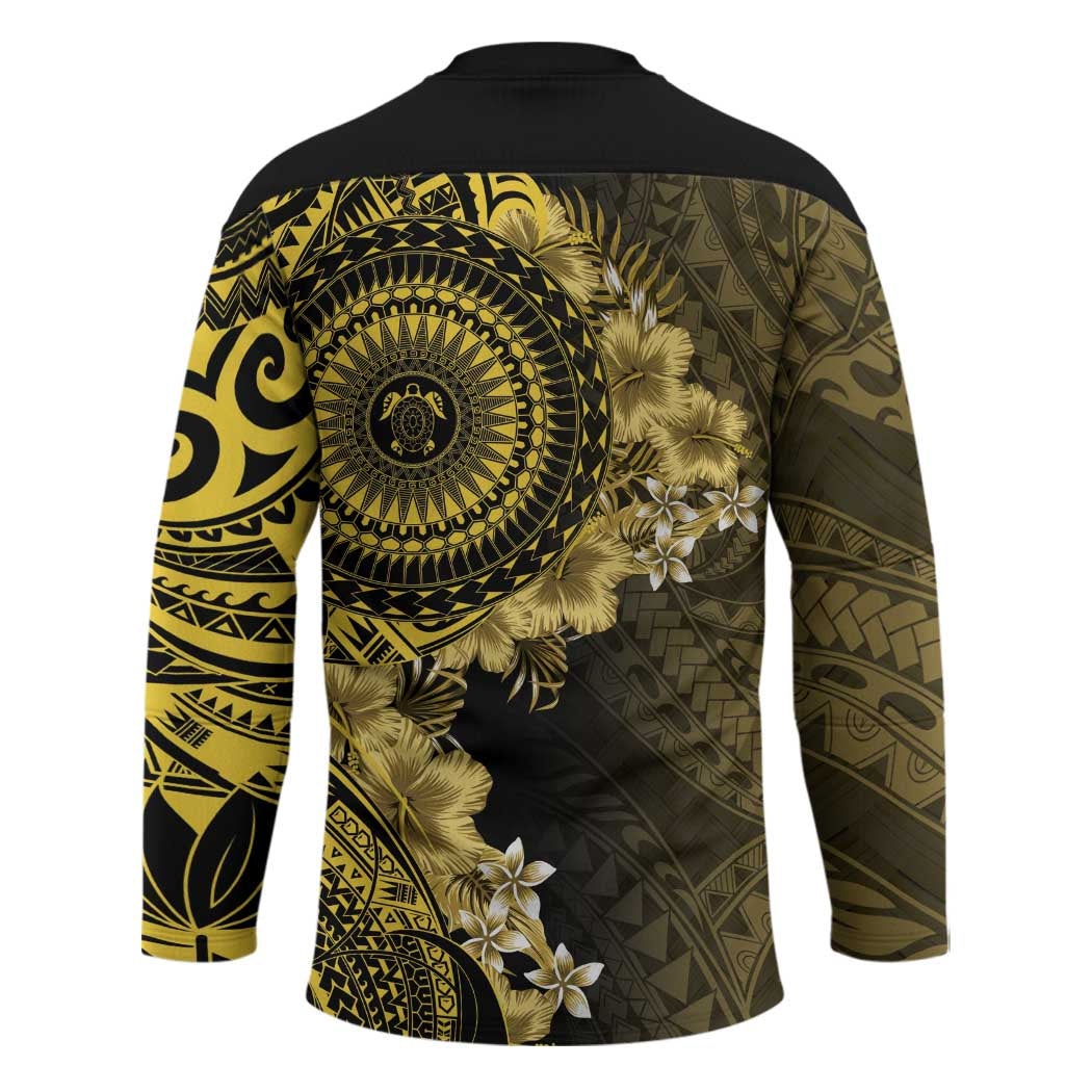 Vanuatu Hockey Jersey Hibisus Polynesian Pattern Gold LT14 - Polynesian Pride