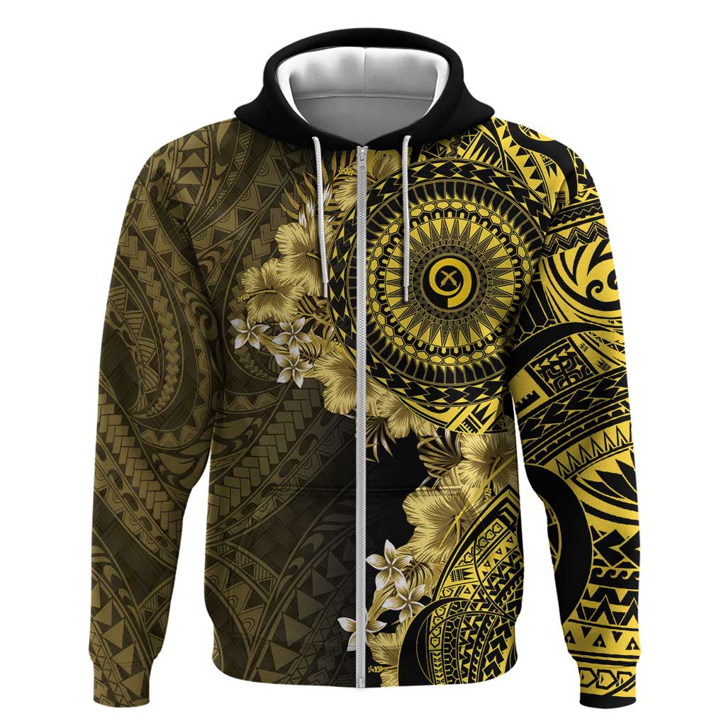 Vanuatu Hoodie Hibisus Polynesian Pattern Gold - Polynesian Pride