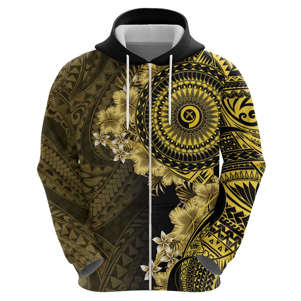 Vanuatu Hoodie Hibisus Polynesian Pattern Gold - Polynesian Pride