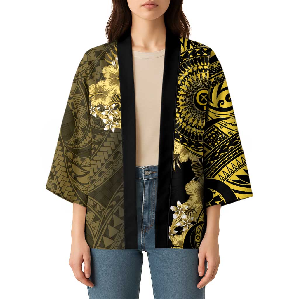 Vanuatu Kimono Hibisus Polynesian Pattern Gold LT14 - Polynesian Pride