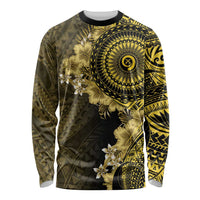 Vanuatu Long Sleeve Shirt Hibisus Polynesian Pattern Gold LT14 Unisex Gold - Polynesian Pride