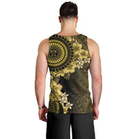 Vanuatu Men Tank Top Hibisus Polynesian Pattern Gold LT14 - Polynesian Pride
