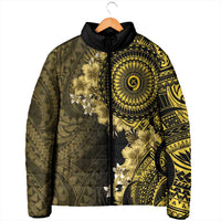 Vanuatu Padded Jacket Hibisus Polynesian Pattern Gold LT14 - Polynesian Pride