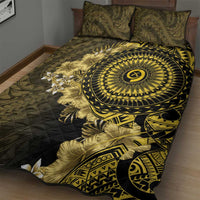 Vanuatu Quilt Bed Set Hibisus Polynesian Pattern Gold - Polynesian Pride