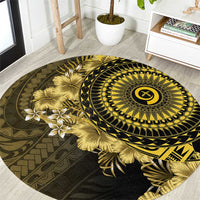 Vanuatu Round Carpet Hibisus Polynesian Pattern Gold - Polynesian Pride