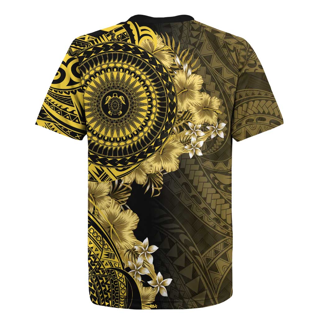 Vanuatu Rugby Jersey Hibisus Polynesian Pattern Gold LT14 - Polynesian Pride
