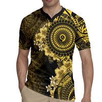 Vanuatu Rugby Jersey Hibisus Polynesian Pattern Gold LT14 - Polynesian Pride