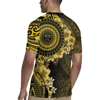 Vanuatu Rugby Jersey Hibisus Polynesian Pattern Gold LT14 - Polynesian Pride