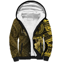 Vanuatu Sherpa Hoodie Hibisus Polynesian Pattern Gold LT14 Unisex Gold - Polynesian Pride