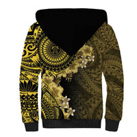Vanuatu Sherpa Hoodie Hibisus Polynesian Pattern Gold LT14 - Polynesian Pride