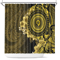 Vanuatu Shower Curtain Hibisus Polynesian Pattern Gold - Polynesian Pride