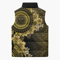 Vanuatu Sleeveless Puffer Jacket Hibisus Polynesian Pattern Gold LT14 - Polynesian Pride