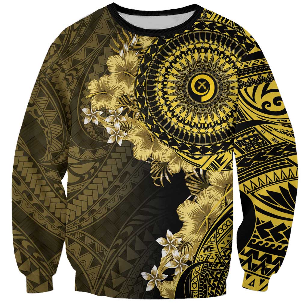 Vanuatu Sweatshirt Hibisus Polynesian Pattern Gold LT14 Unisex Gold - Polynesian Pride